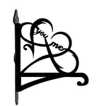 Infinity double heart you and me metal hanging basket bracket mounted on outdoor wall for plant decoration