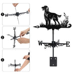 Irish Setter metal weather vane with directional arrows and mounting rod, outdoor roof and garden decoration