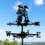 Italian greyhound metal weather vane with directional arrows and mounting rod, outdoor roof and garden decoration