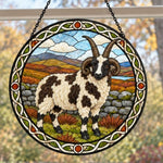 Jacob sheep stained glass suncatcher window hanging, suitable for home and garden decoration