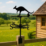 Kangaroo metal weather vane with directional arrows and mounting rod, outdoor roof and garden decoration