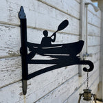 Kayaking canoe metal hanging basket bracket mounted on outdoor wall for plant decoration
