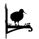 Kiwi bird metal hanging basket bracket mounted on outdoor wall for plant decoration