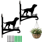 Labrador metal hanging basket bracket mounted on outdoor wall for plant decoration