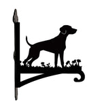 Labrador metal hanging basket bracket mounted on outdoor wall for plant decoration
