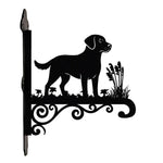 Labrador metal hanging basket bracket mounted on outdoor wall for plant decoration
