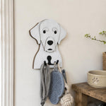 Wooden labrador dog wall hook key and leash holder for home entryway organizer