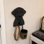 Wooden labrador dog wall hook key and leash holder for home entryway organizer