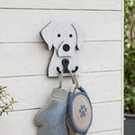 Wooden labrador dog wall hook key and leash holder for home entryway organizer