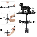 Lagotto romagnolo metal weather vane with directional arrows and mounting rod, outdoor roof and garden decoration