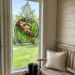 Lazy grassland kangaroo stained glass suncatcher window hanging, suitable for home and garden decoration