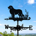 Leonberger metal weather vane with directional arrows and mounting rod, outdoor roof and garden decoration