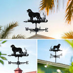 Leonberger metal weather vane with directional arrows and mounting rod, outdoor roof and garden decoration