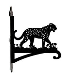 Leopard metal hanging basket bracket mounted on outdoor wall for plant decoration