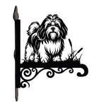 Lhasa apso metal hanging basket bracket mounted on outdoor wall for plant decoration