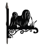 Lhasa apso metal hanging basket bracket mounted on outdoor wall for plant decoration