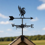 Liver bird metal weather vane with directional arrows and mounting rod, outdoor roof and garden decoration