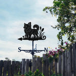 Long Haired Chihuahua metal weather vane with directional arrows and mounting rod, outdoor roof and garden decoration
