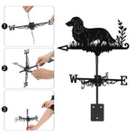 Long Haired Dachshund metal weather vane with directional arrows and mounting rod, outdoor roof and garden decoration