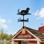 Long Haired Dachshund metal weather vane with directional arrows and mounting rod, outdoor roof and garden decoration