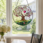 Love heart tree stained glass suncatcher window hanging, suitable for home and garden decoration