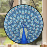 Majestic peacock stained glass suncatcher window hanging, suitable for home and garden decoration