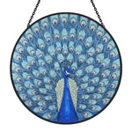 Majestic peacock stained glass suncatcher window hanging, suitable for home and garden decoration