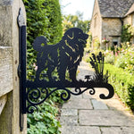Maremma sheepdog metal hanging basket bracket mounted on outdoor wall for plant decoration