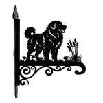 Maremma sheepdog metal hanging basket bracket mounted on outdoor wall for plant decoration