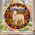 Merino sheep stained glass suncatcher window hanging, suitable for home and garden decoration