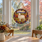 Merino sheep stained glass suncatcher window hanging, suitable for home and garden decoration