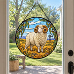 Merino sheep stained glass suncatcher window hanging, suitable for home and garden decoration
