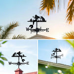 Mermaid metal weather vane with directional arrows and mounting rod, outdoor roof and garden decoration