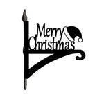 Merry christmas metal hanging basket bracket mounted on outdoor wall for plant decoration