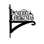 Merry christmas metal hanging basket bracket mounted on outdoor wall for plant decoration