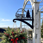 Merry christmas santa hat metal hanging basket bracket mounted on outdoor wall for plant decoration