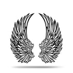 Black metal angel wings wall art, set of 2 with optional LED lights