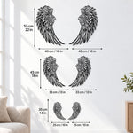 Black metal angel wings wall art, set of 2 with optional LED lights