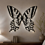 Black Metal Butterfly Wings Wall Art with Soft White LED Lighting