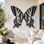 Black Metal Butterfly Wings Wall Art with Intricate Cutout Details