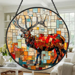 Mosaic stag deer stained glass suncatcher window hanging, suitable for home and garden decoration