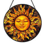 Mystical sun face stained glass suncatcher window hanging, suitable for home and garden decoration