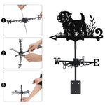 Norfolk terrier metal weather vane with directional arrows and mounting rod, outdoor roof and garden decoration