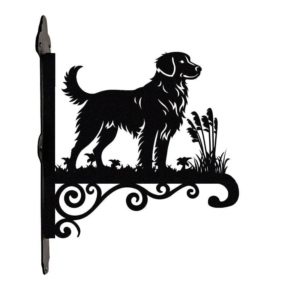 Nova scotia duck tolling retriever metal hanging basket bracket mounted on outdoor wall for plant decoration