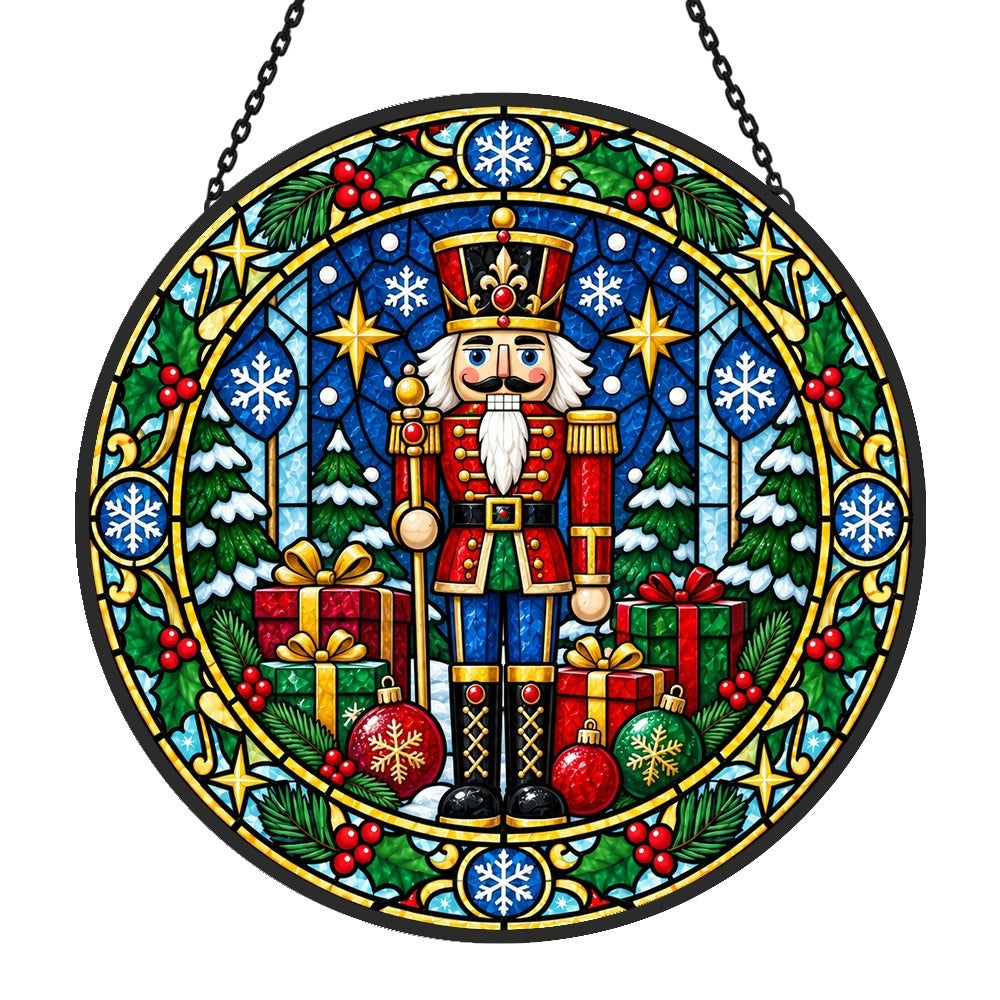 Nutnutcracker stained glass suncatcher window hanging, suitable for home and garden decoration