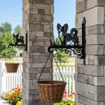 Papillon metal hanging basket bracket mounted on outdoor wall for plant decoration