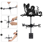 Papillon metal weather vane with directional arrows and mounting rod, outdoor roof and garden decoration