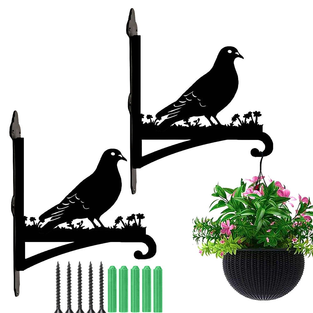 Peace dove bird metal hanging basket bracket mounted on outdoor wall for plant decoration