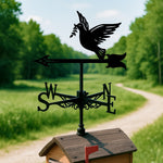Peace dove metal weather vane with directional arrows and mounting rod, outdoor roof and garden decoration