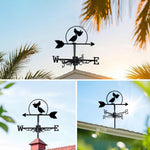 Pelican metal weather vane with directional arrows and mounting rod, outdoor roof and garden decoration